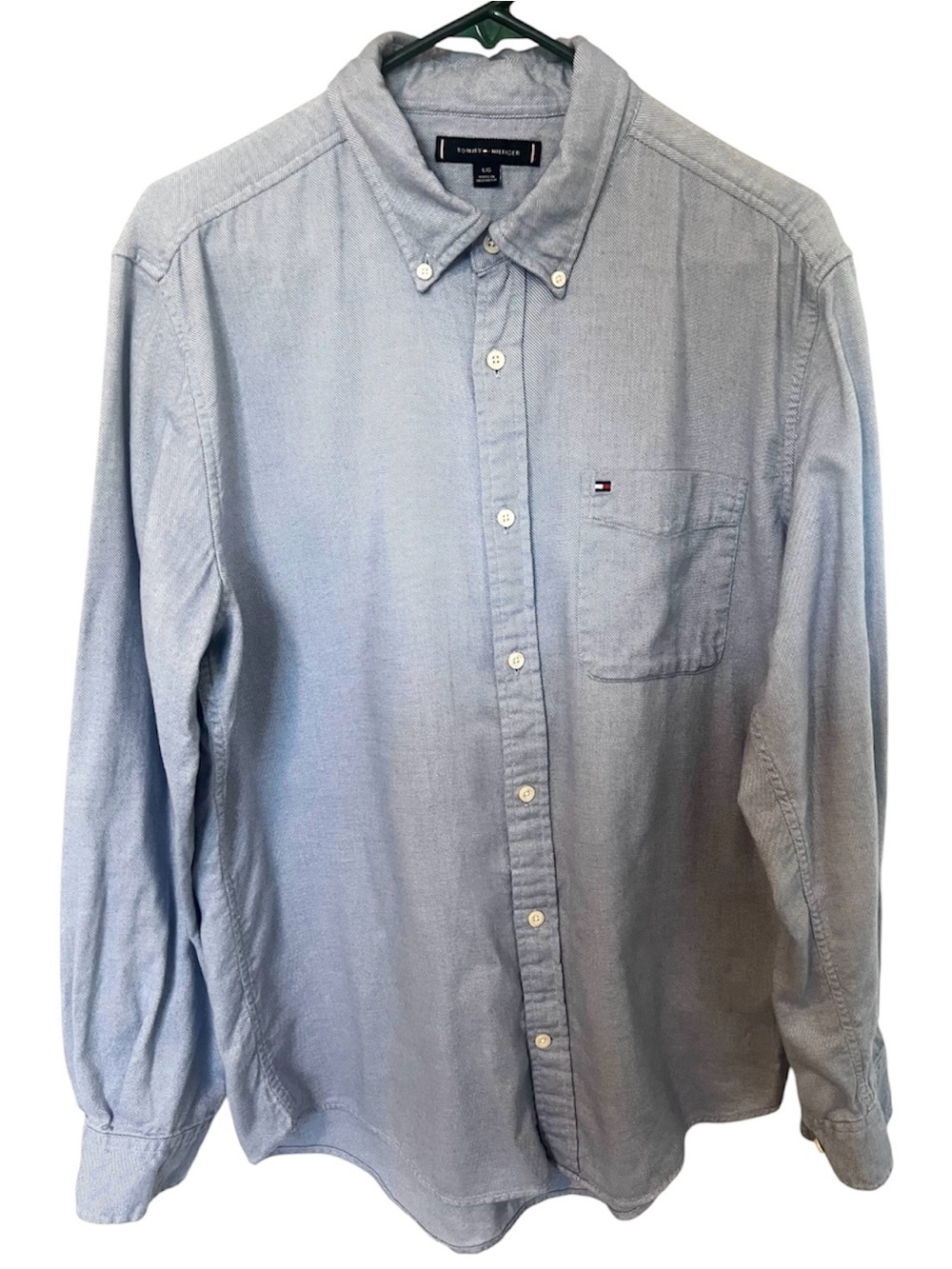 Tommy Hilfiger Men's Blue Button-Down Long Sleeve 100% Cotton Large Soft